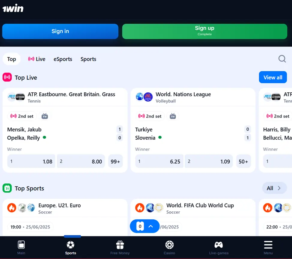 1win sports betting